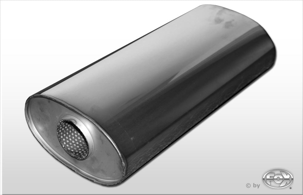 Fox Uni-Schalldämpfer oval ohne Stutzen - Abwicklung 525 204x117mm, d1Ø 55mm, Länge: 420mm