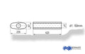 Fox Uni-Schalldämpfer oval ohne Stutzen - Abwicklung 558 235x97mm, d1Ø 50mm, Länge: 420mm