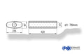 Fox Uni-Schalldämpfer oval ohne Stutzen - Abwicklung 558 235x97mm, d1Ø 76mm, Länge: 420mm