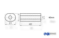 Fox Uni-Schalldämpfer oval ohne Stutzen - Abwicklung 585 211x145mm, d1Ø 45mm, Länge: 420mm