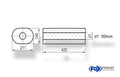 Fox Uni-Schalldämpfer oval ohne Stutzen - Abwicklung 585 211x145mm, d1Ø 50mm, Länge: 420mm