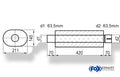 Fox Uni-Schalldämpfer oval mit Stutzen - Abwicklung 585 211x145mm, d1Ø 63,5mm  d2Ø 64mm, Länge: 420mm