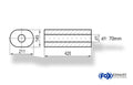 Fox Uni-Schalldämpfer oval ohne Stutzen - Abwicklung 585 211x145mm, d1Ø 70mm, Länge: 420mm