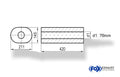 Fox Uni-Schalldämpfer oval ohne Stutzen - Abwicklung 585 211x145mm, d1Ø 76mm, Länge: 420mm