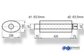 Fox Uni-Schalldämpfer oval mit Stutzen - Abwicklung 618 236x150mm, d1Ø 63,5mm  d2Ø 64mm, Länge: 420mm
