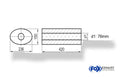 Fox Uni-Schalldämpfer oval ohne Stutzen - Abwicklung 618 236x150mm, d1Ø 76mm, Länge: 420 mm
