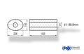Fox Uni-Schalldämpfer oval ohne Stutzen - Abwicklung 618 236x150mm, d1Ø 88,9mm außen, Länge: 420mm