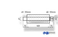Fox Uni-Schalldämpfer Trapezoid mit Stutzen - Abwicklung 644 220x161mm, d1Ø 55mm  d2Ø 55,5mm, Länge: 420mm