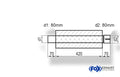 Fox Uni-Schalldämpfer Trapezoid mit Stutzen - Abwicklung 644 220x161mm, d1Ø 80mm  d2Ø 80mm, Länge: 420mm