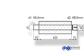 Fox Uni-Schalldämpfer Trapezoid mit Stutzen - Abwicklung 644 220x161mm, d1Ø 88,9mm  d2Ø 88,9mm, Länge: 420mm
