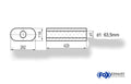 Fox Uni-Schalldämpfer oval ohne Stutzen - Abwicklung 650 262x116mm, d1Ø 63,5mm, Länge: 420mm