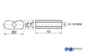 Fox Uni-Schalldämpfer oval ohne Stutzen - Abwicklung 655 262x116mm, d1Ø 63,5mm, Länge: 420mm