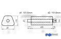 Fox Uni-Schalldämpfer Trapezoid mit Stutzen - Abwicklung 711 245x175mm, d1Ø 101,6mm außen - d2Ø 101,6mm innen - Länge: 420mm