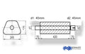 Fox Uni-Schalldämpfer Trapezoid mit Stutzen - Abwicklung 711 245x175mm, d1Ø 45mm außen - d2Ø 45mm innen - Länge: 420mm