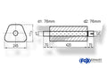 Fox Uni-Schalldämpfer Trapezoid mit Stutzen - Abwicklung 711 245x175mm, d1Ø 76mm außen - d2Ø 76mm innen - Länge: 420mm