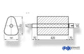 Fox Uni-Schalldämpfer Dreieckig mit Stutzen - Abwicklung 725 191x252mm, d1Ø 63,5mm außen/ d2Ø 63,5mm innen - Länge: 420mm