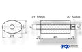 Fox Uni-Schalldämpfer oval mit Stutzen - Abwicklung 754 278x192mm, d1Ø 55mm  d2Ø 55mm, Länge: 420mm