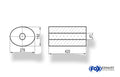 Fox Uni-Schalldämpfer oval ohne Stutzen - Abwicklung 754 278x192mm, d1Ø 63,5mm, Länge: 420mm