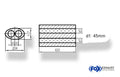 Fox Uni-Schalldämpfer oval zweiflutig - Abwicklung 525 204x117mm, d1Ø 45mm, Länge: 420mm