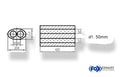 Fox Uni-Schalldämpfer oval zweiflutig - Abwicklung 525 204x117mm, d1Ø 50mm, Länge: 420mm
