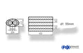 Fox Uni-Schalldämpfer oval zweiflutig - Abwicklung 525 204x117mm, d1Ø 55mm, Länge: 420mm