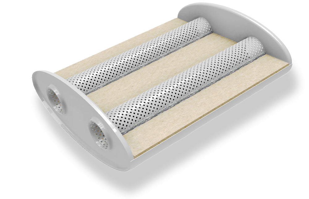 Fox Uni-Schalldämpfer oval zweiflutig - Abwicklung 818 356x160mm, d1Ø 50mm, Länge: 420mm