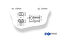 Fox Uni-Schalldämpfer oval zweiflutig mit Hose - Abwicklung 525 204x117mm, d1Ø 55mm  d2Ø 50mm, Länge: 420mm