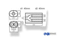 Fox Uni-Schalldämpfer oval zweiflutig mit Hose - Abwicklung 585 211x145mm, d1Ø 45mm  d2Ø 40mm, Länge: 420mm