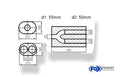 Fox Uni-Schalldämpfer oval zweiflutig mit Hose - Abwicklung 585 211x145mm, d1Ø 55mm  d2Ø 50mm, Länge: 420mm