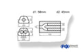 Fox Uni-Schalldämpfer trapezoid zweiflutig mit Hose - Abw. 644 220x161mm, d1Ø 50mm  d2Ø 45mm, Länge: 420mm