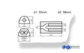 Fox Uni-Schalldämpfer trapezoid zweiflutig mit Hose - Abw. 644 220x161mm, d1Ø 55mm  d2Ø 50mm, Länge: 420mm
