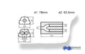 Fox Uni-Schalldämpfer trapezoid zweiflutig mit Hose - Abw. 644 220x161mm, d1Ø 70mm  d2Ø 63,5mm, Länge: 420mm