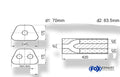 Fox Uni-Schalldämpfer trapezoid zweiflutig mit Hose - Abw. 711 245x175mm, d1Ø 70mm  d2Ø 60mm, Länge: 420mm