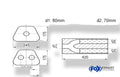 Fox Uni-Schalldämpfer trapezoid zweiflutig mit Hose - Abw. 711 245x175mm, d1Ø 80mm  d2Ø 70mm, Länge: 420mm