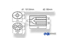 Fox Uni-Schalldämpfer oval zweiflutig mit Hose - Abwicklung 754 278x192mm, d1Ø 101,6mm  d2Ø 80mm, Länge: 420mm