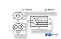 Fox Uni-Schalldämpfer oval zweiflutig mit Hose - Abwicklung 754 278x192mm, d1Ø 45mm  d2Ø 40mm, Länge: 420mm
