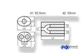 Fox Uni-Schalldämpfer oval zweiflutig mit Hose - Abwicklung 754 278x192mm, d1Ø 63,5mm  d2Ø 55mm, Länge: 420mm