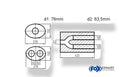 Fox Uni-Schalldämpfer oval zweiflutig mit Hose - Abwicklung 754 278x192mm, d1Ø 76mm  d2Ø 63,5mm, Länge: 420mm