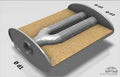 Fox Uni-Schalldämpfer oval zweiflutig mit Hose - Abwicklung 818 356x160mm, d1Ø 80mm  d2Ø 70mm, Länge: 420mm