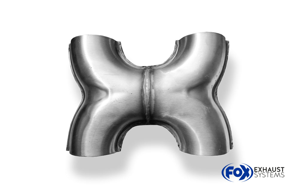 Fox H-Verbinder Ø63,5mm 4x63mm innen  Durchlass innen 70mm  Länge: ca. 160mm  Breite: ca. 240mm