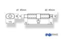 Fox Uni-Schalldämpfer oval mit Kammer + Stutzen - Abw. 450 173x98mm, d1Ø 45mm (außen), d2Ø 45mm (innen), Länge: 420mm
