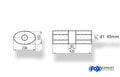 Fox Uni-Schalldämpfer oval ohne Stutzen mit Kammer - Abw. 618 236x150mm, d1Ø 45mm, Länge: 420mm