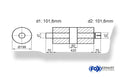 Fox Uni-Schalldämpfer rund mit Kammer + Stutzen - Abw. 626 Ø 198mm, d1Ø 101mm (außen)  d2Ø 101mm (innen) , Länge: 420mm