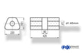 Fox Uni-Schalldämpfer trapez ohne Stutzen mit Kammer - Abw. 644 220x161mm, d1Ø 45mm, Länge: 420mm