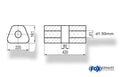 Fox Uni-Schalldämpfer trapez ohne Stutzen mit Kammer - Abw. 644 220x161mm, d1Ø 50mm, Länge: 420mm