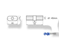 Fox Uni-Schalldämpfer oval ohne Stutzen mit Kammer - Abw. 650 262x116mm, d1Ø 45mm, Länge: 420mm
