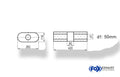 Fox Uni-Schalldämpfer oval ohne Stutzen mit Kammer - Abw. 650 262x116mm, d1Ø 50mm, Länge: 420mm