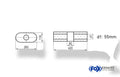 Fox Uni-Schalldämpfer oval ohne Stutzen mit Kammer - Abw. 650 262x116mm, d1Ø 55mm, Länge: 420mm