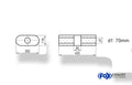 Fox Uni-Schalldämpfer oval ohne Stutzen mit Kammer - Abw. 650 262x116mm, d1Ø 70mm, Länge: 420mm
