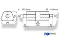 Fox Uni-Schalldämpfer trapez mit Kammer + Stutzen - Abw. 711 245x175mm, d1Ø 101,6mm (außen), d2Ø 101,6mm (innen), Länge: 420mm